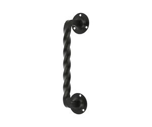 Amig - Poignée pour portes de passage ou d'entrée Modèle 103 | 190 mm | Poignée avec plaque en acier et tirant en Zamak | Finition noire | Inclut une rosace | Style Rustique Forgé à la Main