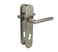 Amig - Poignée sur plaque Mod. MAI PB85 - Pour portes intérieures - Carré de 8 mm - Entraxe de clé 85 mm - Plaque 240×45 mm - Aluminium - Finition nickel brossé