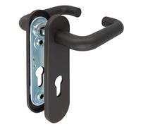 Amig - Poignées de Porte avec Plaque et Entrée de Clé - Poignée Noire pour Serrure, Usage Intensif, Portes Coupe-Feu, Garage ou Débarras - Plaque 172 x 46 mm - Carré 9 mm - Acier avec Polypropylène