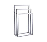 Amig - Porte-Serviettes sur Pied chromé avec 3 Barres métalliques - Support au Sol pour Serviettes de Bain - Style Moderne avec Finition Brillante et Base Stable - sans perçage