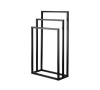 Amig - Porte-Serviettes sur Pied Noir Mat avec 3 Barres métalliques - Support au Sol pour Serviettes de Bain - Style Industriel Minimaliste avec Base Stable - sans perçage