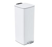 Amig - Poubelle à pédale 30 litres Mod. Artvin - Couleur blanche - Ouverture hygiénique sans contact - 27 x 36 x 65 cm - Acier inoxydable laqué - Poubelle de cuisine avec couvercle hermétique