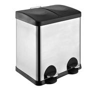 Amig - Poubelle de Recyclage Double avec Pédales Mod. RECIK2 - Poubelle Anti-traces pour Cuisine - Acier Inoxydable - 2 Compartiments x 15 L - 48 x 32 x 40 cm - Argenté