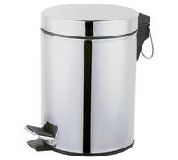 Amig - Poubelle de salle de bain à pédale - 3 litres - Finition inox polie - Ouverture hygiénique sans contact - Ø16,8 x 25,5 cm - Acier inoxydable