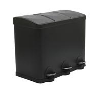 Amig - Poubelle Triple avec Pédales 45 litres Mod. RECIK3| 3 Compartiments Amovibles de 15 litres | Poubelle de Recyclage pour la Cuisine | Acier | 60 x 37 x 49 cm | Noir Mat