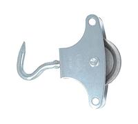 Amig - Poulie pour étendoir à linge | Avec crochet | Acier | Galet métallique de 39 mm | Avec vis de serrage et guides | Pour intérieur et extérieur