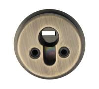 Amig - Protège-cylindre de sécurité Mod. 30 - Laiton - Aspect cuir - Anneau extérieur massif - Ø65 mm - Avec plaque anti-perçage - Avec vis et support - Pour cylindre Europrofil EN1303