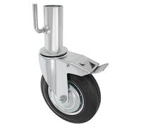 Amig - Roue Échafaudage Femelle | Avec Frein | Ø200 mm | Noyau Métallique et Bande de Caoutchouc | Roulements à Rouleaux | Spécialement Conçue pour une Utilisation Industrielle | Noir