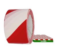 Amig - Lot de 24 rubans de balisage | 200 m de long x 70 mm de large | Rouge et Blanc | Fabriqués en Polyéthylène Basse Densité (LDPE) | Pour la délimitation des zones de sécurité