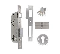 Amig - Serrure à encastrer Mod.340 avec cylindre - Serrure de sécurité pour porte en bois - Fermeture fiable et installation facile - Axe 50 mm - Acier - Finition nickelée