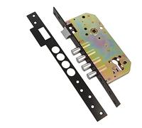 Amig - Serrure à mortaise avec boulets pour portes en bois Mod. 100 | 50/85 mm | Avec cylindre et bouclier de sécurité | Poignée réversible | Acier fini noir