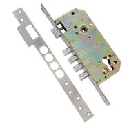 Amig - Serrure à encastrer avec boules pour portes en bois Mod. 100 BASE | 50/85 mm | Sans cylindre et bouclier de sécurité | Poignée réversible | Acier finition noire