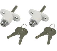 Amig - Serrure de sécurité pour fenêtres coulissantes Mod.45 | Fermeture à glissière avec 2 clés + tirefonds pour l'installation | En acier finition blanche | Dimensions : 53 x 23 mm (Lot de 2)