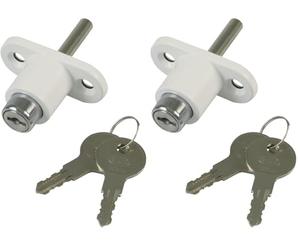 Amig - Serrure de sécurité pour fenêtres coulissantes Mod.45 | Fermeture à glissière avec 2 clés + tirefonds pour l'installation | En acier finition blanche | Dimensions : 53 x 23 mm (Lot de 2)