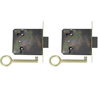 Amig - Serrure Encastrée pour Meuble | Entrée à 40 mm | Livrée avec Clé à Gorge | Système de Fermeture pour Tables, Armoires et Petits Meubles | Laiton Doré Mat (Lot de 2)