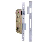 Amig - Serrure Encastrée pour Portes en Bois | Avec Gâche de Fermeture | Face et Support à Angle Carré | Entrée de 50 mm | Pêne réversible | Acier Inoxydable | Argent Mat | 270 mm