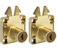 Amig - Serrure pour portes coulissantes de meubles et d'armoires Mod.2A + 2 clés Mod.371 | Pour mobilier de maison ou de bureau | En acier laitonné | Sûr et facile à installer (Lot de 2)
