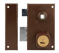 Amig - Verrou de rechange gauche avec levier de fermeture, languette et carré pour portes en bois Mod. 75N / 67 x 112 mm/cylindre rond de sécurité/acier marron