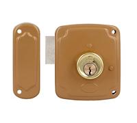 Amig - Verrouillage de suralimentation gauche avec levier de fermeture et languette pour portes en bois Mod. 72PU 80 x 95 mm Loquet avec cylindre rond en acier doré