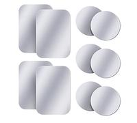 AMIGIK Lot de 10 Plaques métalliques avec adhésif pour Aimant téléphone Voiture, Plaques Fines de métal pour Support Voiture magnétique(6 Rondes + 4 Rectangulaires)