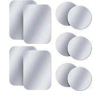 Amigik Pack Of 10 Metal Plates With Adhesive For Car Phone Magnet, Thin Metal Plates For Magnetic Car Holder (6 Round + 4 Rectangular)