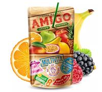 Amigo Juicy Friend Jus de fruits pour enfant avec paille, sans arômes artificiels, édulcorants, couleurs et conservateurs, 8 x 200 ml Berry