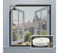 AMIGO Moustiquaire de Fenêtre sur mesure Filet - 110 x 130 cm en Fibre de Verre- Moustiquaire Fenêtre Sans Perçage, Adaptée aux Fenêtres de Toit et Chambres - Noir
