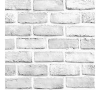 AMIGO Papier Peint Autocollant 3D Brique Grise - Film Mural Amovible sans Trace, Effet Mur Industriel pour Salon/Cuisine, Revêtement Décoratif Résistant 44.5x1000cm