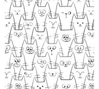 AMIGO Papier Peint Autocollant Pour Chambre d'enfant avec Motif de Chat - Blanc/Noir Animaux Mignons de Dessin Animé, étanche pour Meubles et Murs 44cm x 3m