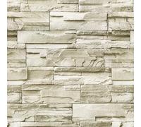 AMIGO Papier Peint Mural Jaune-brun à Texture de Brique, de Style Rétro,Adapté à la Cuisine, à la Cheminée et à la Décoration de la Chambre à Coucher,Résistant à l'huile et Enlevable 44.5x300cm