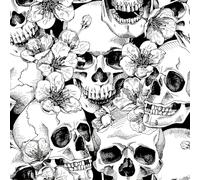 AMIGO Papier Peint Noir et Blanc Sugar Skull Style Gothique - Vinyle Adhésif Pelable avec Motif Floral, pour Chambre à Coucher et murs d'Accentuation 44.5cm x 5m