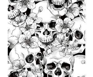 AMIGO Papier Peint Noir et Blanc Sugar Skull Style Gothique - Vinyle Adhésif Pelable avec Motif Floral, pour Chambre à Coucher et murs d'Accentuation 44.5cm x 5m