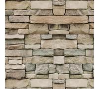 AMIGO Papier Peint Vinyle Autocollant 3D Brown Vintage Brick - Film mural Imperméable,Amovible et non Marquant pour Cuisine/Salle de bain/Chambre Texture Pierreuse 44.5x600cm