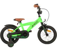 AMIGO Vélos enfants garçons Explorer 14 pouces 21,5 cm garçons frein à rétropédalage vert/noir