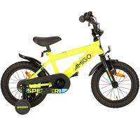 AMIGO Vélos enfants garçons Speeder 14 pouces 24 cm garçons frein à rétropédalage jaune/noir