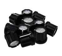 Amigocee 0Degree Potentiomètre Boutons de Basse Pour Boutons de Basse de Guitare, Type Type Shaft, Boutons Casquettes, Noir Avec Plateau en Argent, Paquet de 12