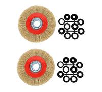 Amigocee 2 Pcs 8 Pouces En Acier Inoxydable Fil Plat Brosse A Roue avec 10 Pcs Adaptateur Anneaux pour Bench Grinder Polonais