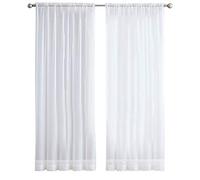 Amigocee 2 Pcs Super Doux Grande Main Sentiment Blanc Tulle Rideaux pour Salon DéCoration Moderne Voile en Mousseline de Soie Solide Voile Transparent