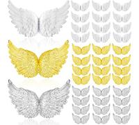 Amigocee Ailes d'ange en Plastique 36 PièCes pour L'Artisanat, Mini Patchs D'Ornement D'Aile d'ange Blanc 3D, pour la DéCoration de FêTe Bricolage Artisanat et Accessoire de Mariage