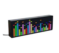 Amigocee LED Music Spectrum Rhythm Lights Capteur Vocal 1624 Indicateur de Niveau D'AtmosphèRe RGB avec Affichage de L'Horloge (ContrôLe par Fil)