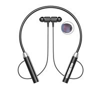 Amigocee Oreillette Bluetooth sans Fil de Type Tour de Cou avec RéDuction du Bruit StéRéO Carte Enfichable Universelle Sport Oreillette Mic,Noir
