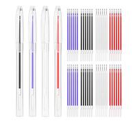 Amigocee Stylos de Marquage de Tissu EffaçAbles à la Chaleur 4 PièCes Stylos EffaçAbles à la Chaleur avec 48 Recharges pour la Couture et la Confection de Courtepointes