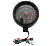 Amigocee Universel 3,75 Pouces 12V LED Blanche Retro-Eclairee Jauge Tachymetre avec Voyant De Changement De Vitesse Rouge pour Voiture a Essence Automatique, 0-8000 RPM