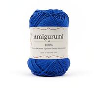 Amigurumi by Tricot Café - Pelote de fil pur coton pour poupées et marionnettes au crochet, sacs au crochet et vêtements légers - Aiguilles/Crochet 3,00/4,00 - Bleu électrique 141-1 pièce