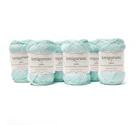 Amigurumi by Tricot Café - Pelote de fil pur coton pour poupées et marionnettes au crochet, sacs au crochet et vêtements légers - Aiguilles/Crochet 3,00/4,00 - Vert Aqua 142-6 Pièces