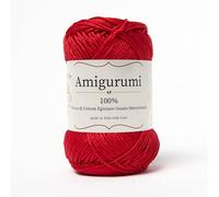 Amigurumi by Tricot Café - Pelote de fil pur coton pour poupées et marionnettes au crochet, sacs au crochet et vêtements légers - Aiguilles/Crochet 3,00/4,00 - Rouge 114-1 pièce