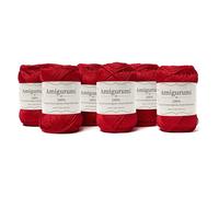 Amigurumi by Tricot Café - Pelote de fil pur coton pour poupées et marionnettes au crochet, sacs au crochet et vêtements légers - Aiguilles/Crochet 3,00/4,00 - Rouge 114-6 pièces