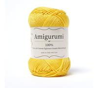 Amigurumi by Tricot Café - Pelote de fil pur coton pour poupées et marionnettes au crochet, sacs au crochet et vêtements légers - Aiguilles/Crochet 3,00/4,00 - Jaune 1167-1 pièce
