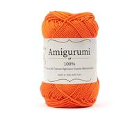 Amigurumi by Tricot Café - Pelote de fil pur coton pour poupées et marionnettes au crochet, sacs au crochet et vêtements légers - Aiguilles/Crochet 3,00/4,00 - Orange 165-1 pièce
