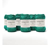 Amigurumi by Tricot Café - Pelote de fil pur coton pour poupées et marionnettes au crochet, sacs au crochet et vêtements légers - Aiguilles/Crochet 3,00/4,00 - Drapeau Vert 616-6 Pièces